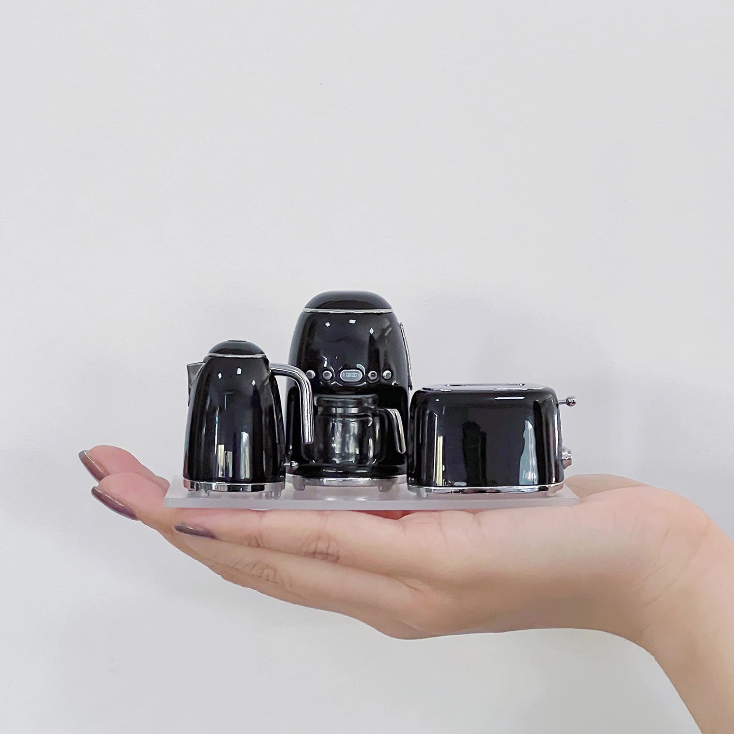 1:6 Doll House Model 3 Piece Set of Small Kitchen Appliances Decor Coffee Maker Kettle Toaster  Scene Ornament Shoot Props