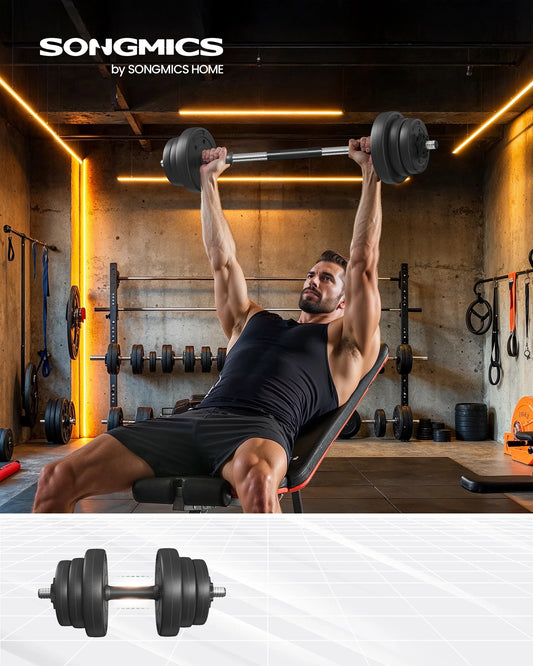 SONGMICS 2-in-1 dumbbell 2x10 kg dumbbell set for home, 1 pair