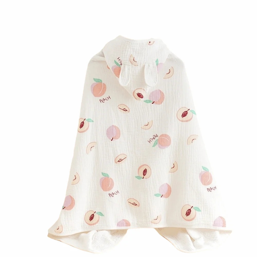 Warm Cartoon Printed Baby Gauze Bath Towel Four Layer Comfortable Hooded Bathrobe Soft Absorbent Infant Bathrobe Sleepwear