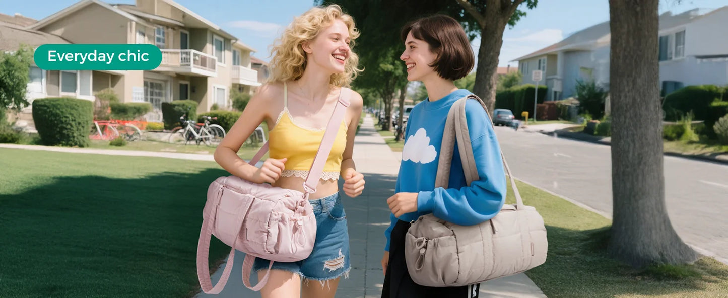 BAGSMART Travel Gym Bag for Women Yoga Mat Duffle Bag with Wet & Dry Pocket Quilted Sports Bag for Weekend Swimming