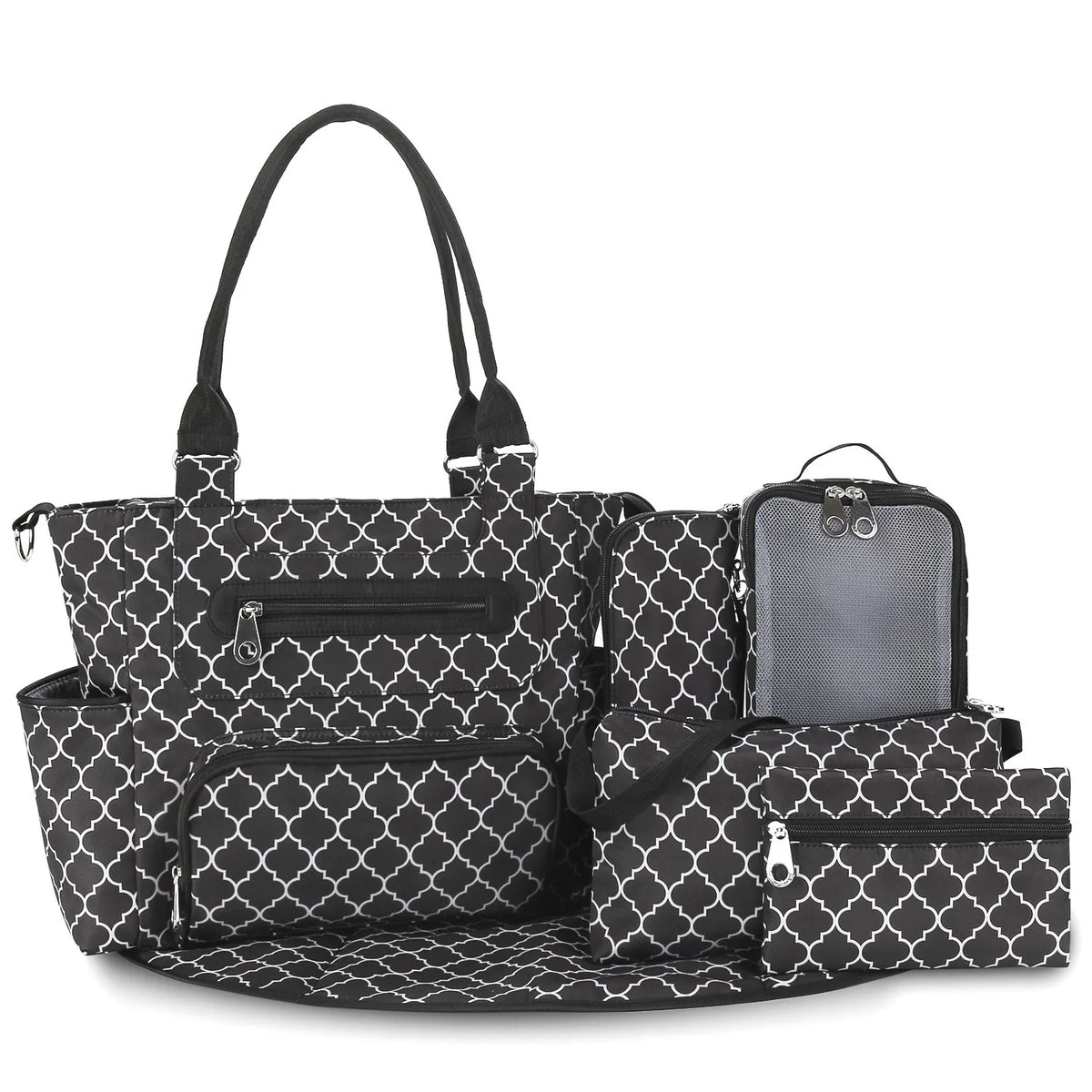 Women Shoulder Bag Travel 7 Pcs/Set Baby Diaper Bags Go Out Large Capacity Newborn Nappy  Bag with Changing Pad Multi-functional