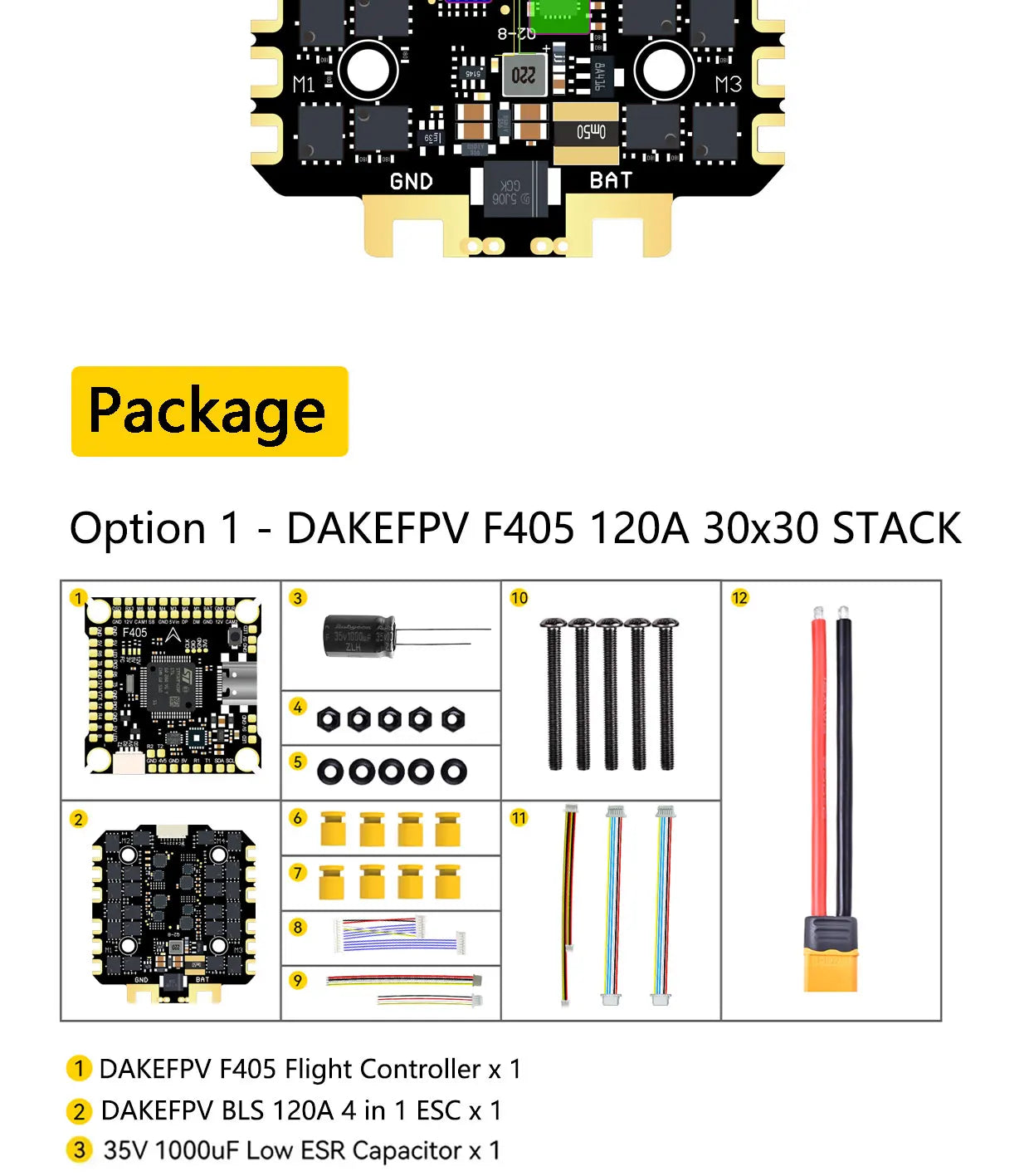 DAKEFPV F405 V3 FC 12S 100A / 120A Stack Betaflight Ardupilot INAV F4 Flight controller for FPV Freestyle Drone Model