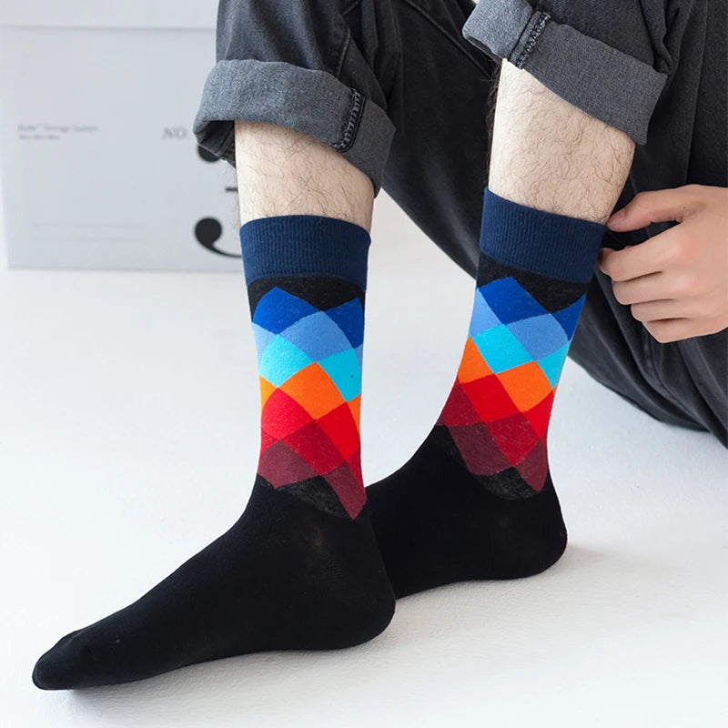 Classic Male Happy Cotton Casual Crew Socks Breathable Color Compression Funny Sox Business Dress High Quality  Socks for Men