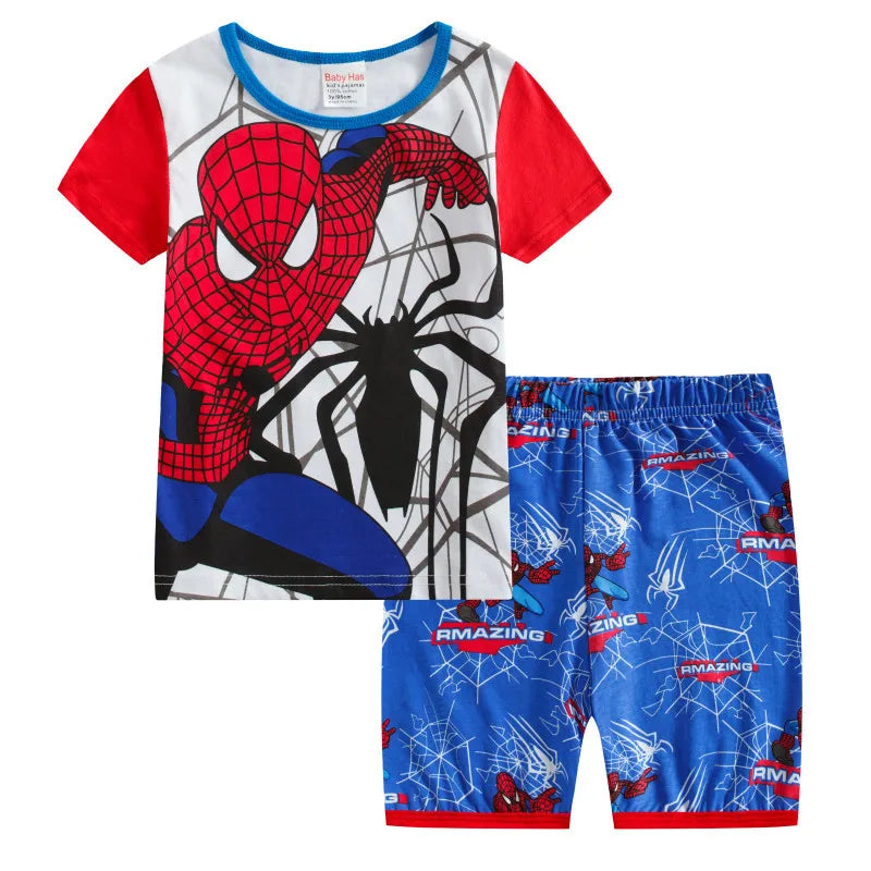 Summer Children Cotton Pajamas Cartoon Spiderman Baby Set Clothing Kids Clothes Children's Short Sleeve T Shirt Sleepwear