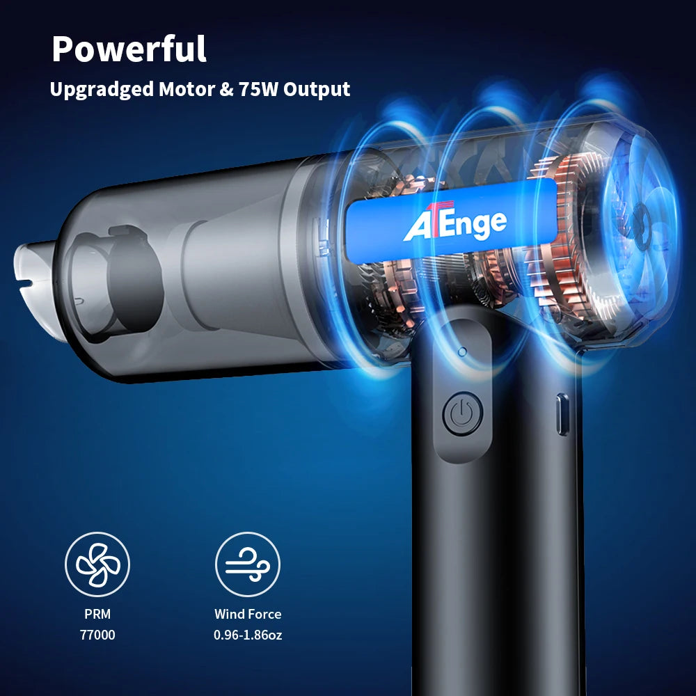 Electric Compressed Air Duster 2 in 1 Cordless Car Vacuum Cleaner Powerful Handheld Dust Air Blower for Pet Hair Office Keyboard