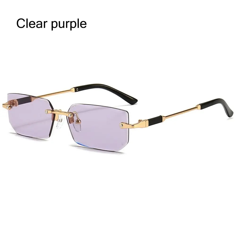 Trendy Rimless Rectangle Sunglasses Personalized Jelly Colored Frameless Sun Glasses Retro Shades Fashion Travel UV400 Eyewear