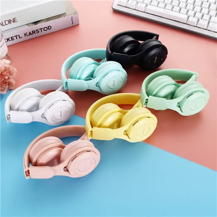 Y08 Macaron Wireless Bluetooth Headband Headphones with Mic Stereo Gaming Headset Gamer Girl Gift for Mobile Tablet