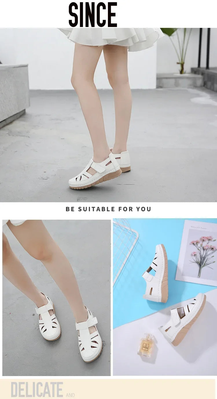 Women's Shoes Sandals Fashion Baotou Wedge Platform Sandals Ladies Retro Rome Sandalias Mujer Slip on Beach Shoes Footwear 2024