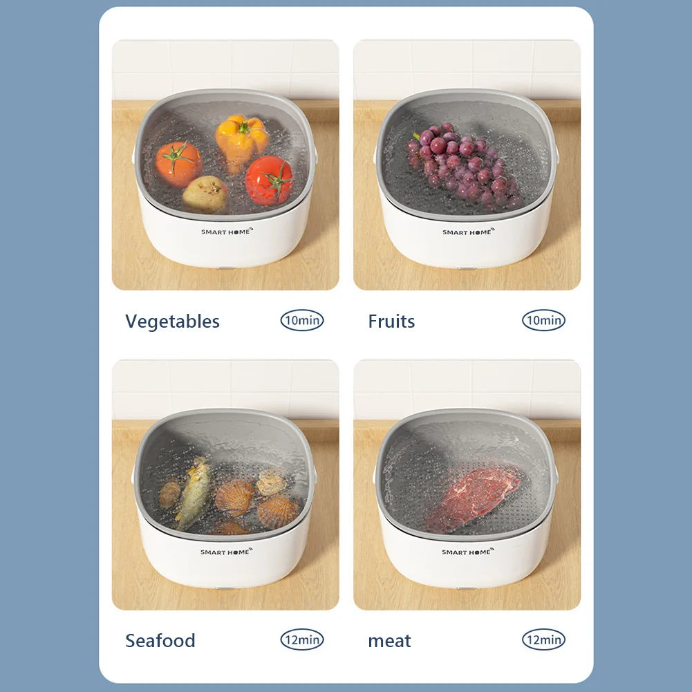 Ultrasound Electric Vegetable Washers Household Food Grains Purifie Basket Kitchen Gadgets for Tableware Bottles Home Appliance