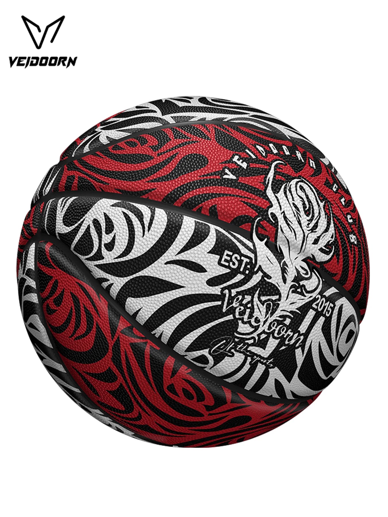 Veidoorn Rose Pattern Basketball Stylish Floral Design Outdoor/Indoor Sports Ball for Men and Women Rubber Ball