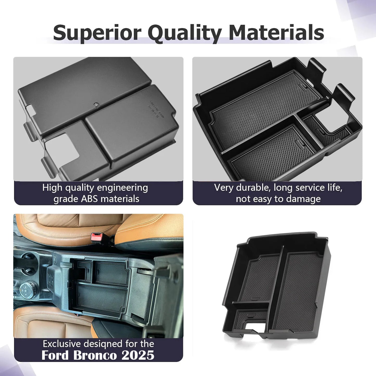 For 2025 Ford Bronco 4 Doors Accessories Center Console Organizer Tray Armrest Box Storage Interior Phone Holder Car Accessories