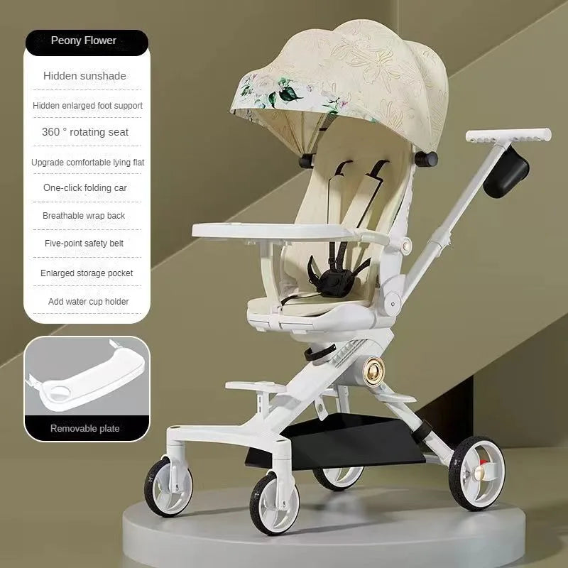 Baby Stroller Lightweight Infant and Toddler Two-way Stroller Reclining and Sitting Children's Single-pole Stroller Collapsible