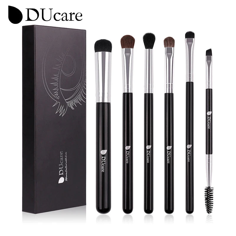 DUcare 6pc Eyeshadow Brushes with Portable Plastic Case Makeup Eye Brush Set Eyebrow Eyelash Eyeliner Blending Cosmetics Brushes