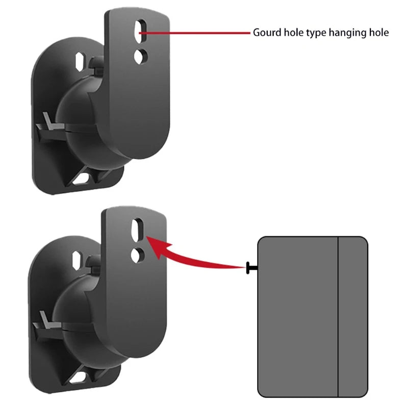 Satellite Speaker Wall Mount Surround Sound Bracket Satellite Bookshelf Box Long Arm Easy to Install 180 Degree Rotation