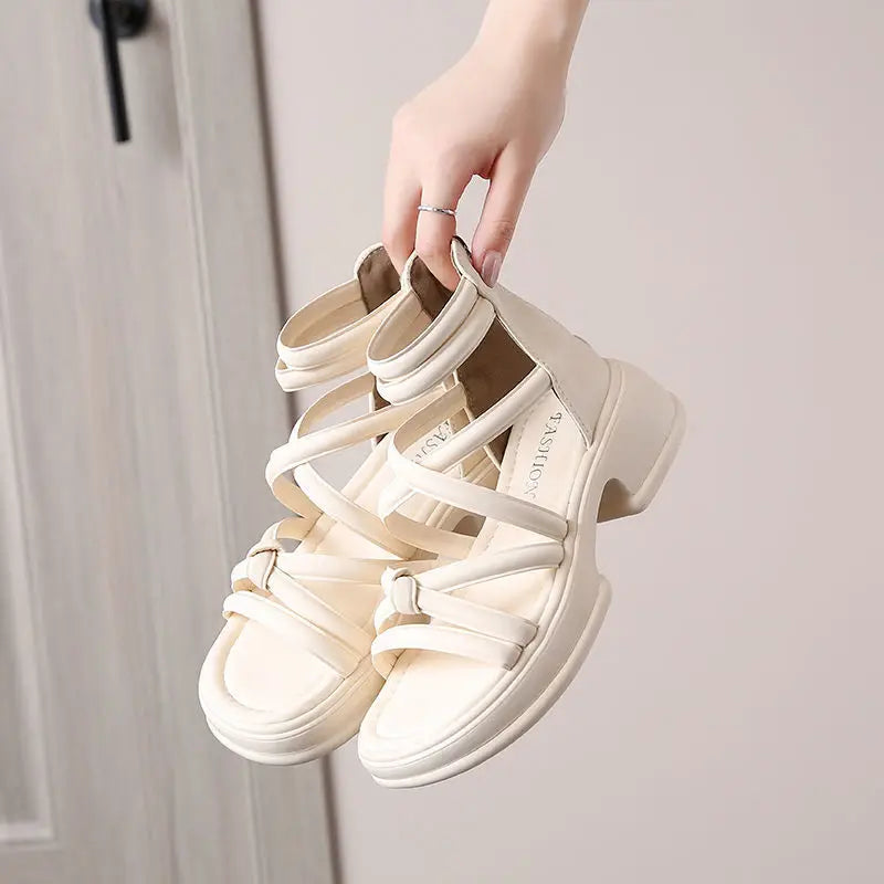 Summer Sandals New Fashion Simple Women's Shoes Breathable Non Slip Simple Roman Shoe Hollow Lightweight Retro 2025 Beach Shoes