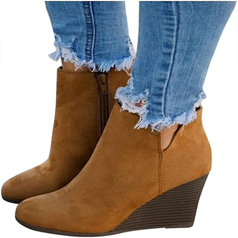 2025 New Womens Boots Side Zip Women Wedge Shoes Fashion Lightweight Ankle Boots Summer High Quality Shoes for Women Botas Mujer