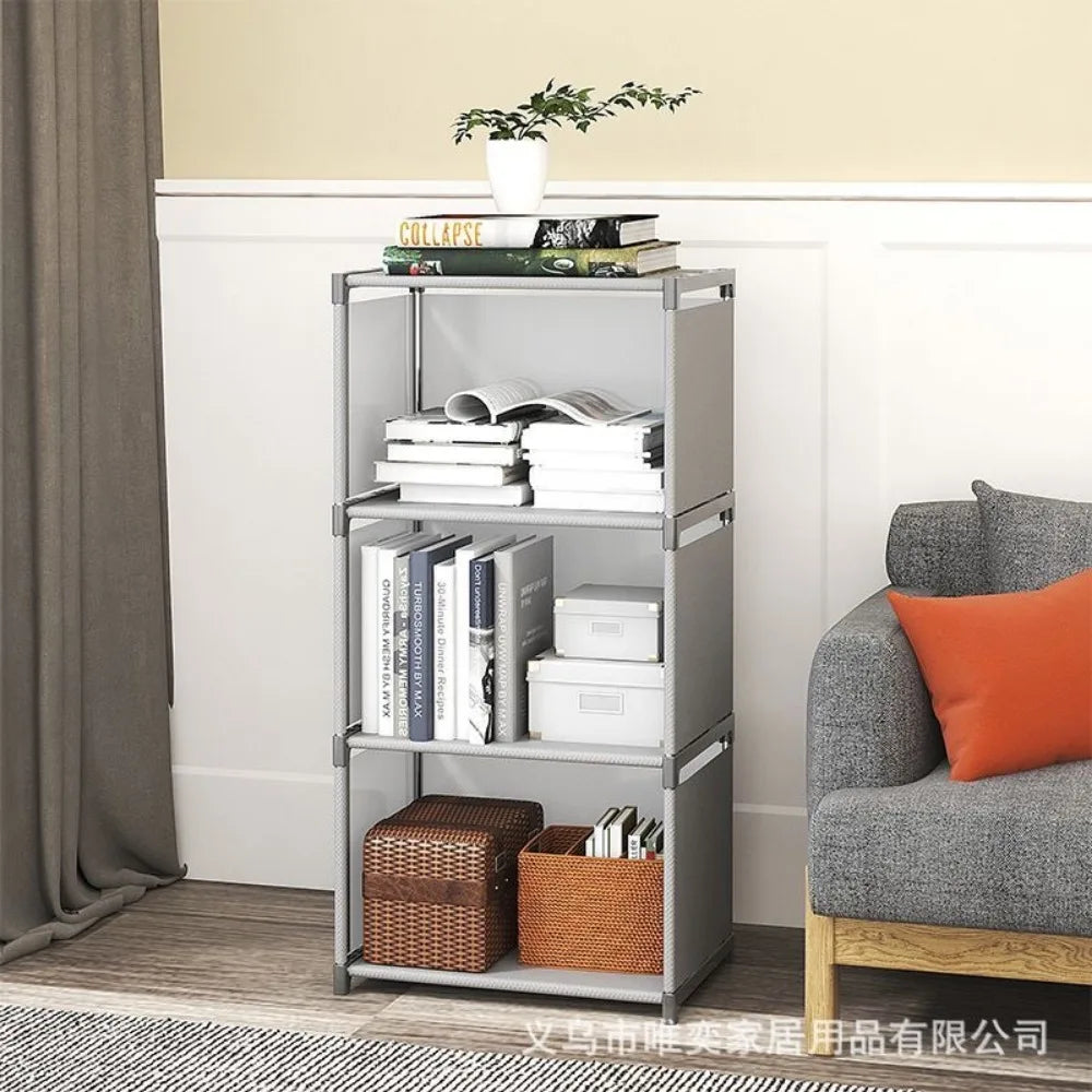 Simple Bookshelf Multi Layer Easy Assembly Diy Wardrobe Bookshelf  Plastic Square Storage Rack Living Room Study Room Bedroom