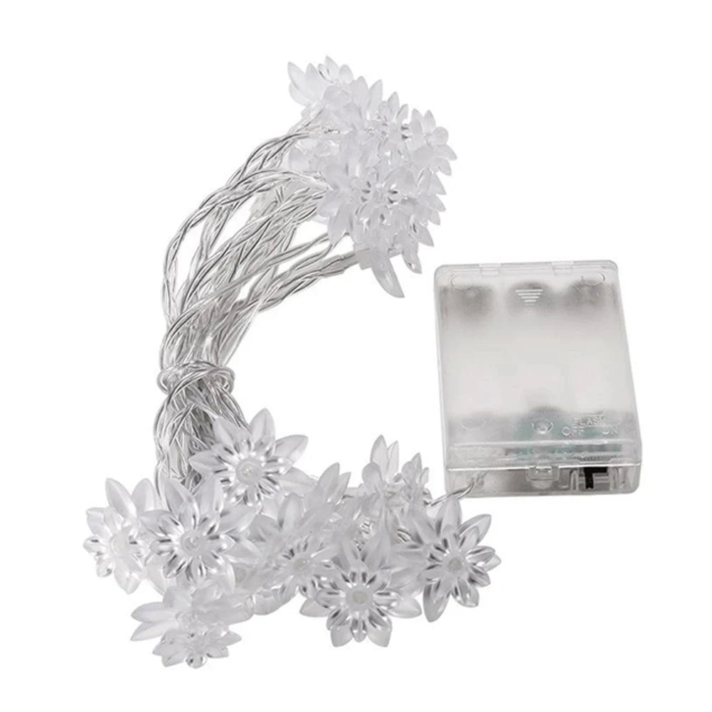 Lotus Flowers String Lights AA Battery LED Decoration Street Garland holiday Lights for Garden Furniture Terrace Decor Light