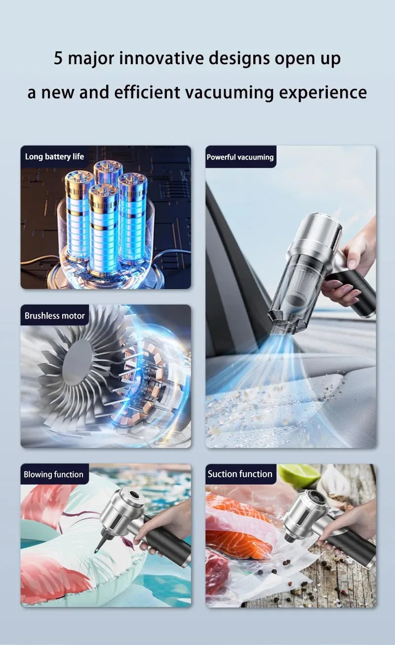 Car Vacuum Cleaner Wireless Portable Mini Vacuum Cleaner Handheld Powerful Vacuum Car Cleaner Cleaning Machine Home Appliance