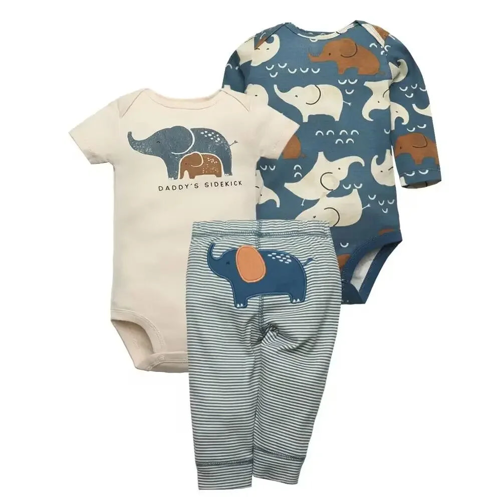 2026 Baby Boys Girls Clothes Set 100% Cotton Baby Bodysuits Baby Pants Summer Cartton Newborn Baby Clothes Infant Bebe Clothing