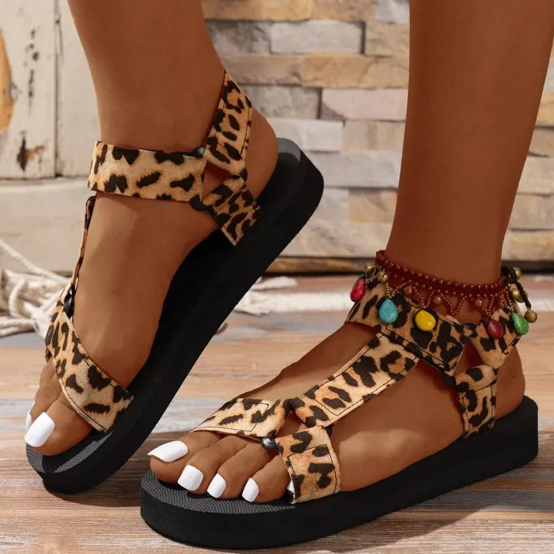 Ladies Shoes 2025 Fashion Open Toe Women's Sandals New Color Matching Casual Summer Plus Size Non-Slip Comfortable Flat Sandals