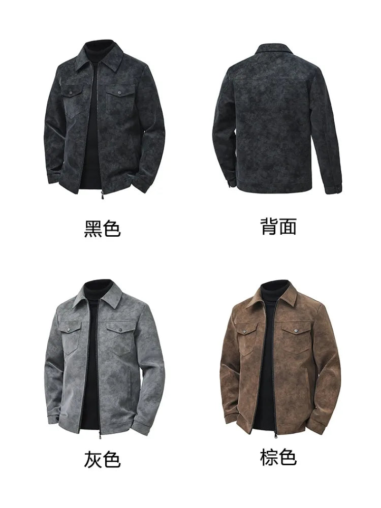 Jacket Spring and Autumn New Style Solid Color Simple High Quality Fashion Trend Casual Versatile Comfortable Men's  Retro  Coat