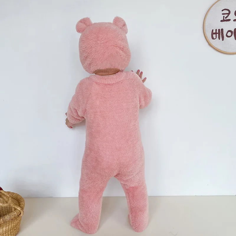 0-3T Newborn Kid Baby Boys Girls Winter Clothes Warm Baby Romper with Hat Cute Sweet Jumpsuit Cute Sweet Lovely Baby Outfit