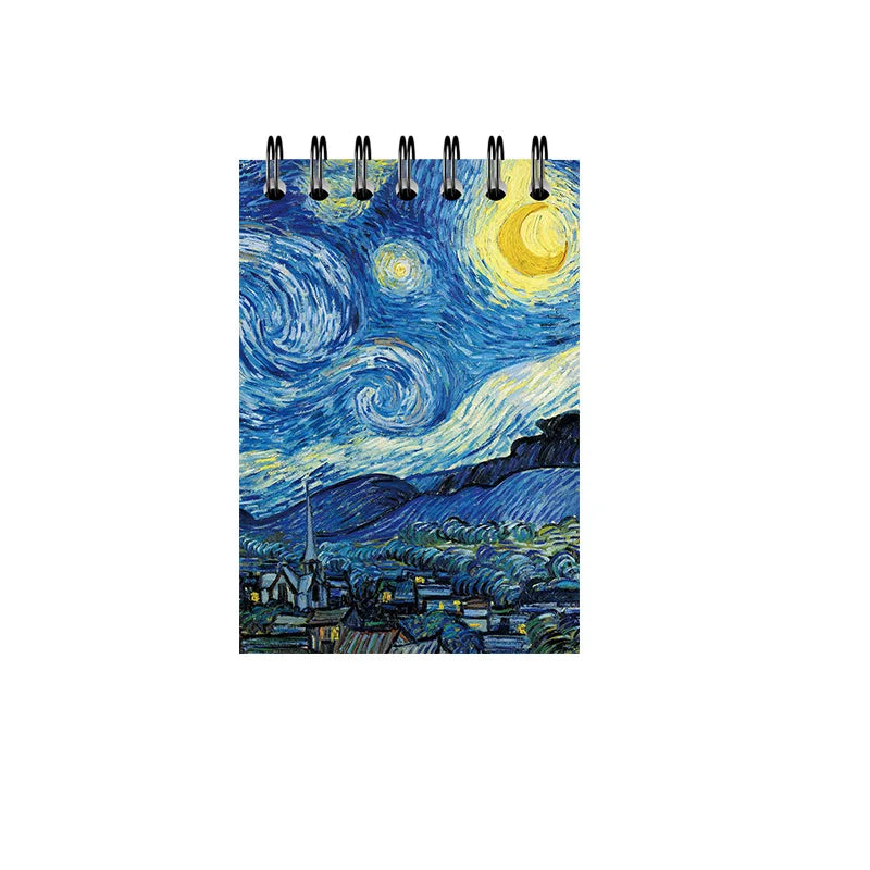 Pocket Notebook Famous Painting Van Gogh Monet Horizontal Line Coil Note Word Book Record Book Journal Diary Planner Stationery
