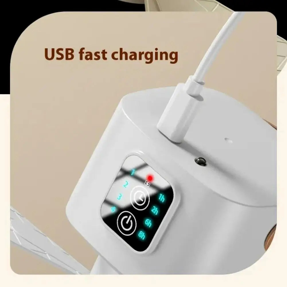 New Portable Rechargeable Ceiling Fan Wireless USB Hanging Fan With Timed remote control for Students Dorm Bed Outdoor Camping