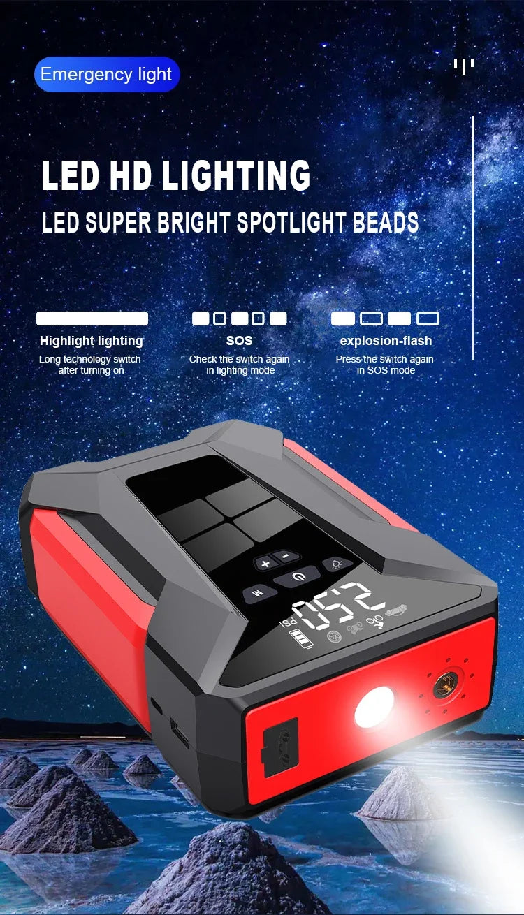 Car Jump Starter Starting Device Battery Power Bank 12V38000mAh Jumpstarter Auto Buster Emergency Booster Car Charger Jump Start