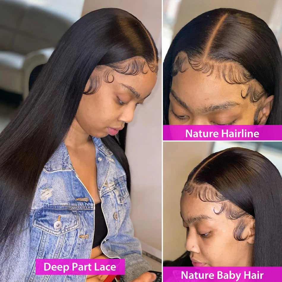 360 HD Transparent Lace Frontal Wigs Pre Plucked Brazilian Bone Straight 13x4 13x6 Lace Front Human Hair Wigs For Black Women