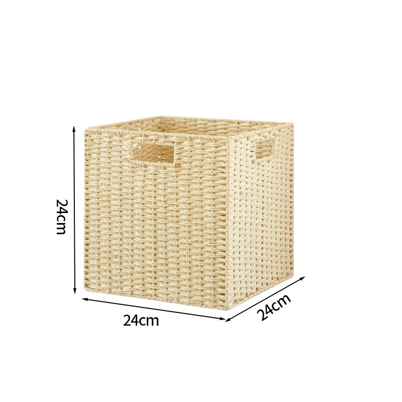 Home Woven Storage Basket Large Capacity Laundry Baskets Sundries Wardrobe Closet Organizer Clothes Toys Decor Panier Rangement