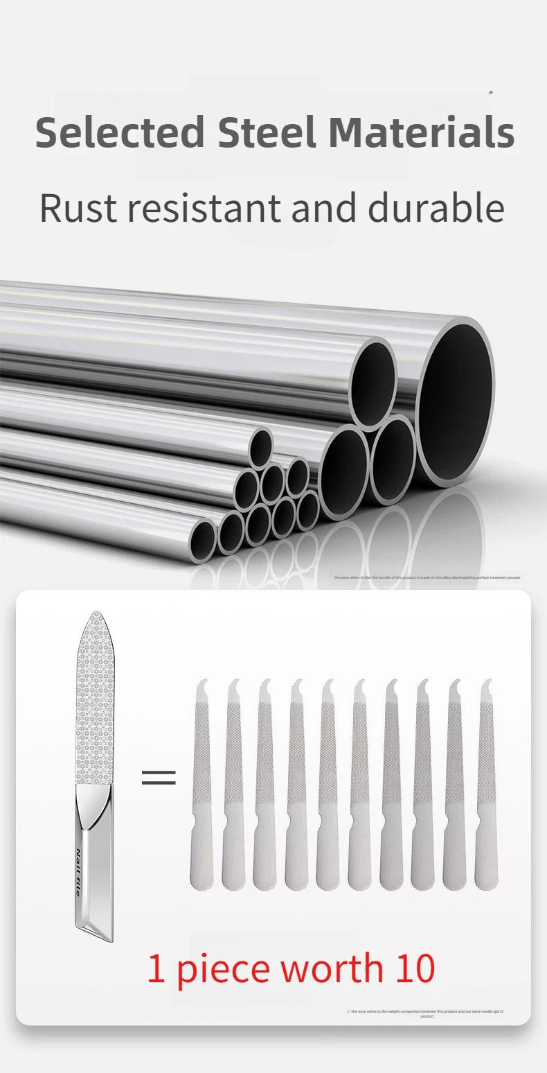 Stainless Steel Double Side Nail File Styling Accessories Polish Remover For Buffer Manicure Tools For Home And Travel