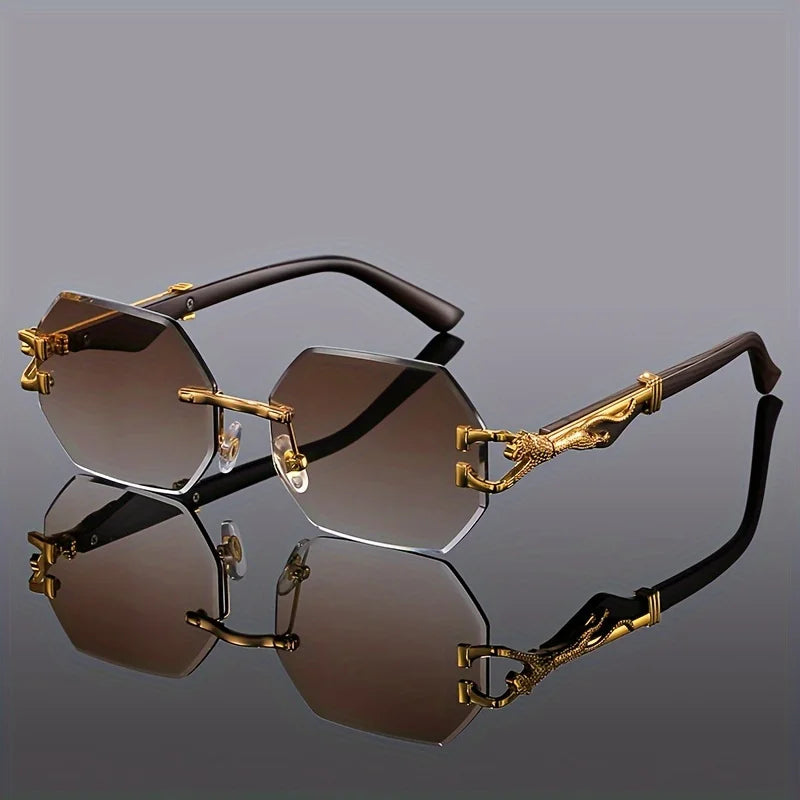 Geometric Leopard Print Sport Glasses For Women, Lightweight & Durable Composite Frame, Trendy Streetwear Glasses