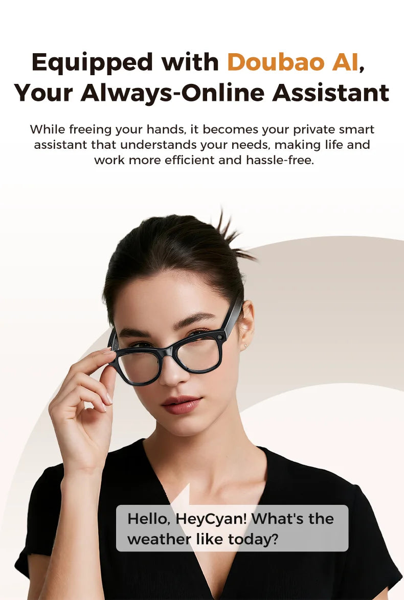 2025 New Intelligent AI Glasses 800W Pixel Camera HD 6K Video Recording AI Translation Music Control Intelligent Wearable Device