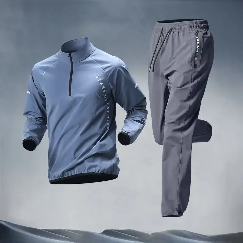Men's Fall Running Tracksuit Casual Outdoor Quick-Dry Running Clothes for Autumn Spring Ideal Gym Track Field Sports Training