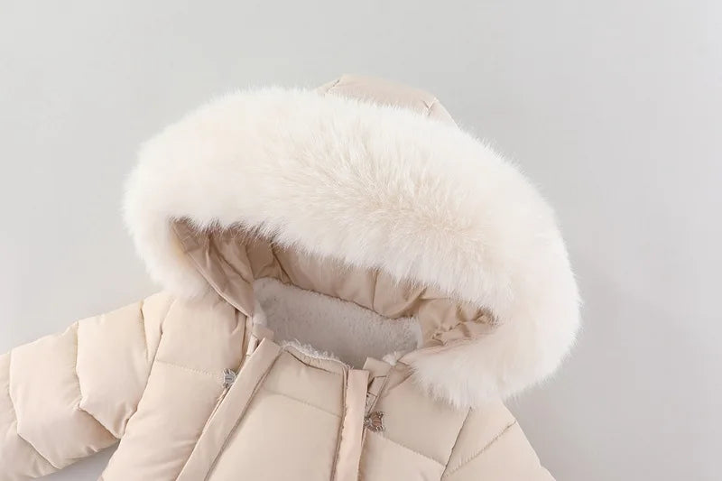 Baby ClothesChildren Clothing Boys and Girls Jumpsuits with Fleece and Cotton Jacket Outdoor Hugging Winter Cotton Clothe