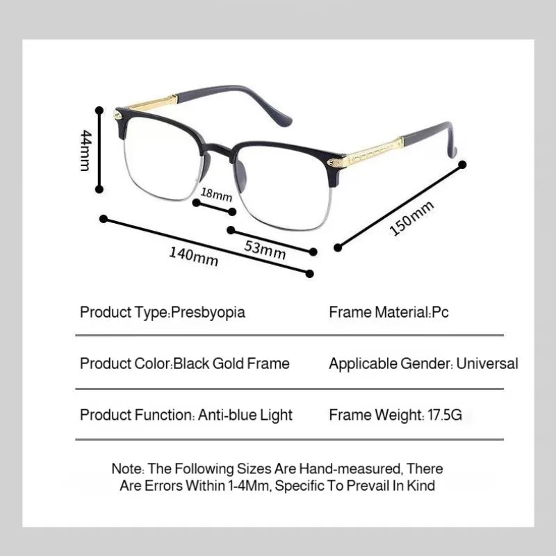 Smart Reading Glasses With Smart Zoom Bifocal HD Blue Light Blocking For Seniors Elderly Reading Watching  Daily Use