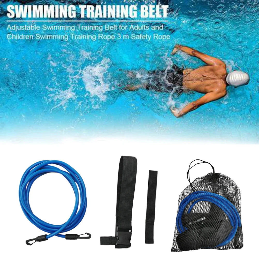 3M Swim Trainer Belts Resistance Elastic Belt Training Leash Swimming Tether Stationary Harness Resistance Band Pool Accessories