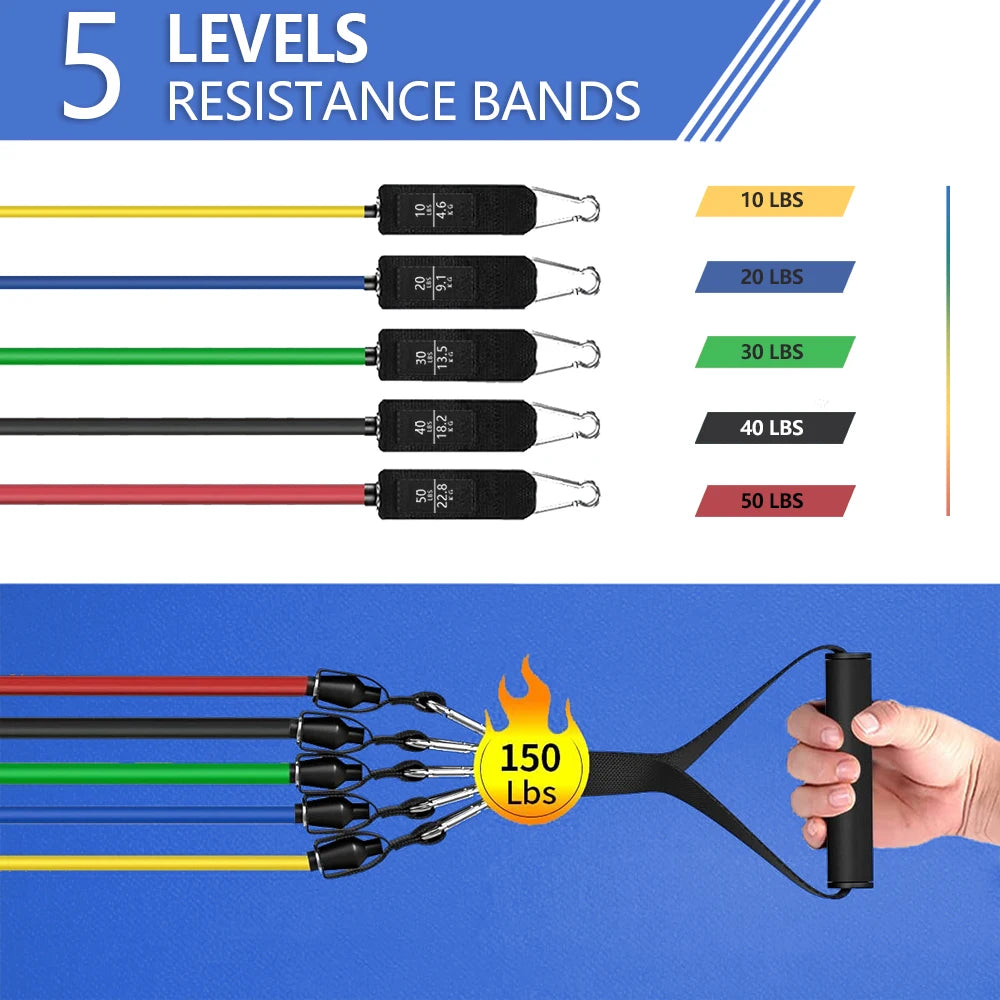 Resistance Band Set, Exercise Bands,Work Out Bands with Handles for Men and Women Fitness, Strength Training Home Gym Equipment