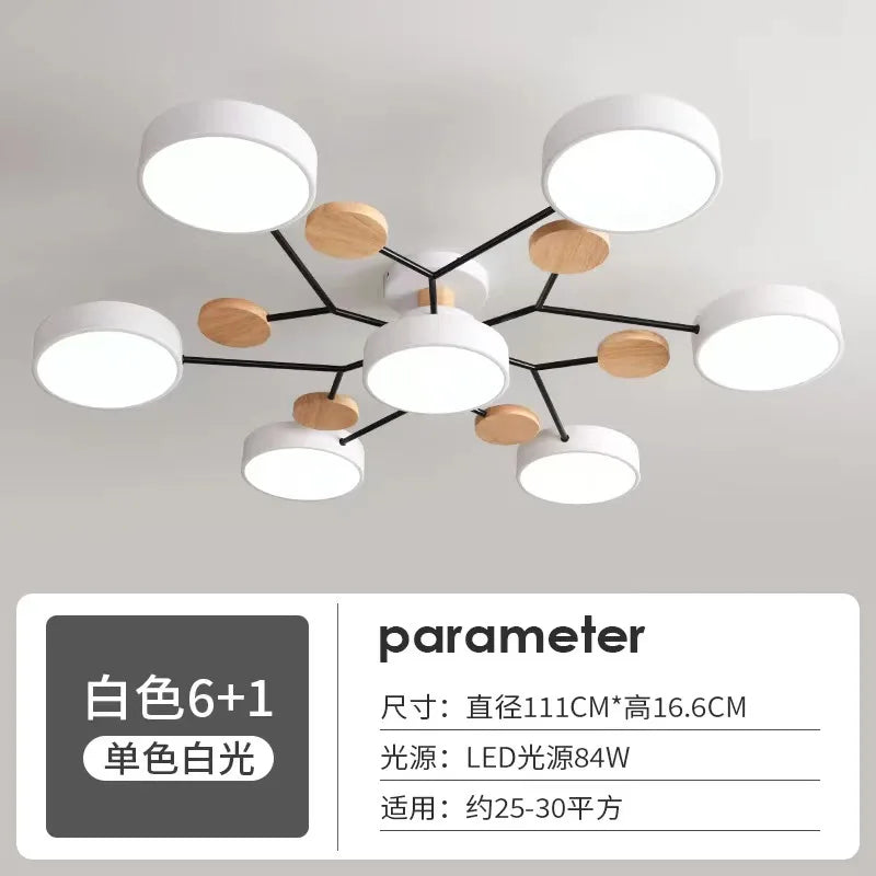 Retro Nordic Minimalist Four Head Six Head Restaurant Lighting Living Room Bedroom Lighting Room Ceiling Light Cross border