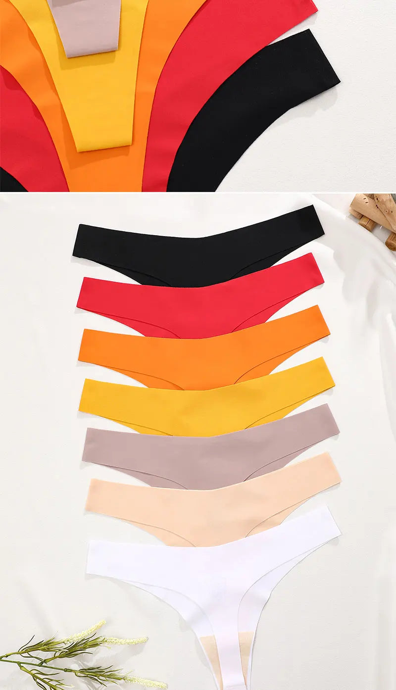 5Pcs/Set Sexy G-String Underwear Female T-back Intimates Lingerie Seamless Low Waist Underpants 10 Color Lady Bikini Panty XS-XL