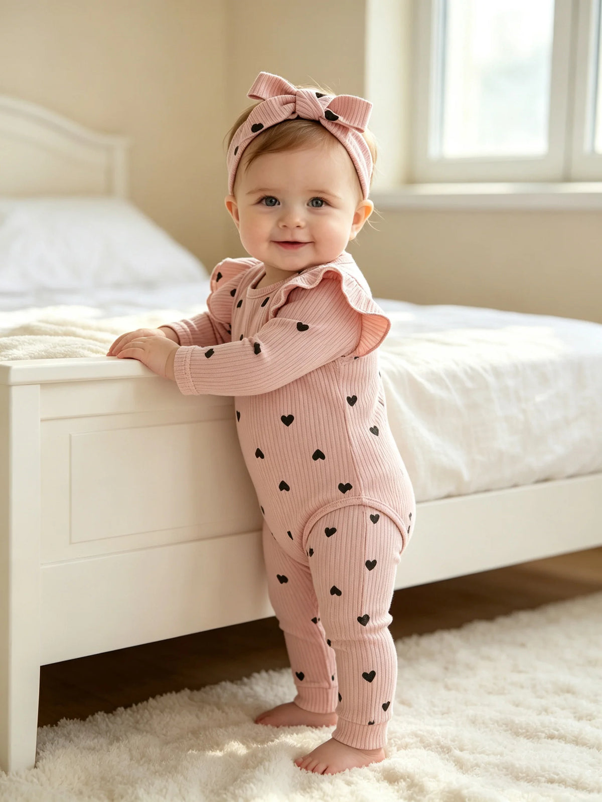 3Pcs Baby Girl Outfit Set Newborn Toddler Kids Clothing Set Baby Girls Lace Ruffles Cotton Bodysuit +Pants+Headband Clothing