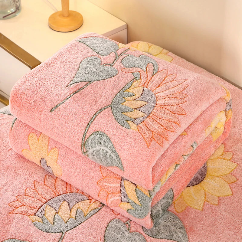 1pc Floral Style Warm Bedspread Fleece Blanket Plaid Travel Shawl Sofa Nap Blanket Home Bedsheet Manta 70X100cm Suitable For Pet