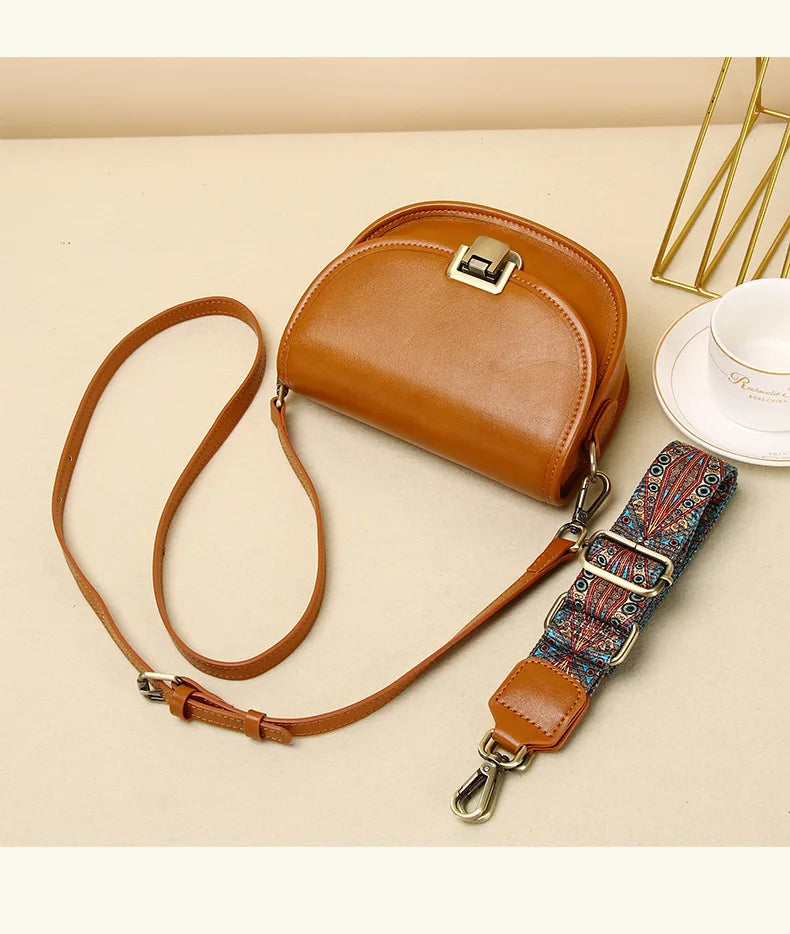 2023 New Style Real Leather Women's Bag Vegetable Tanned Genuine Cow Leather Single Shoulder Messenger Bag Lady Popular Purse