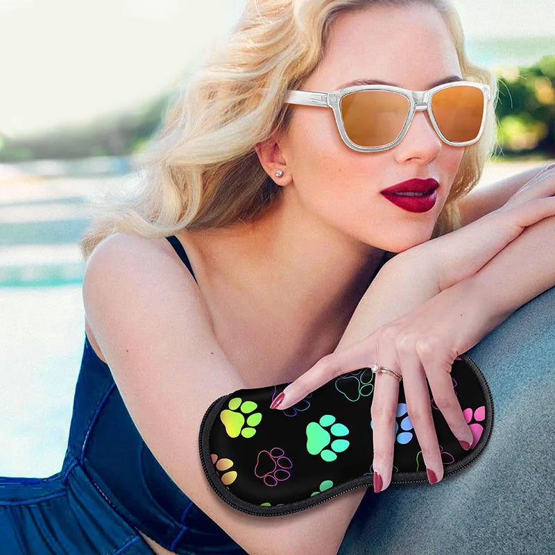 Portable Zipper Soft Glasses Case With Carabiner Sunglasses Case Zipper Eyeglass Pouch Glasses Protective Shell Bag 2 Style