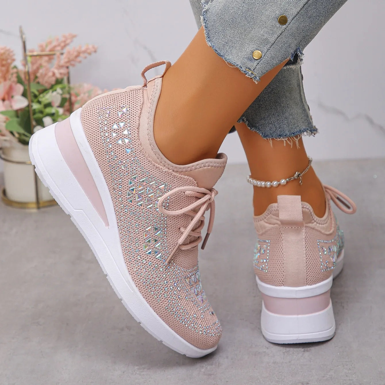 Women Sneakers 2025 New Mesh Outdoor Platform Sneakers Women Wedges Thick Bottom Breathable Casual Tennis Vulcanize Shoes Women