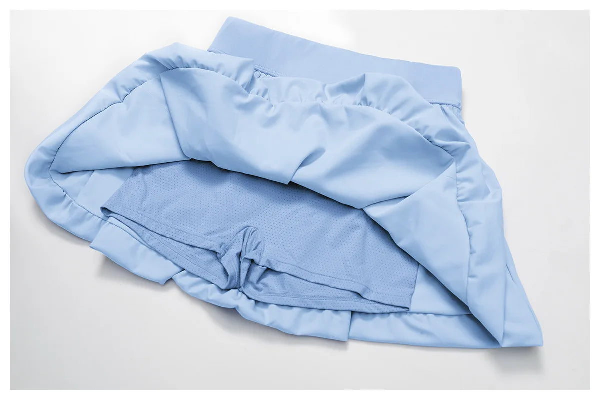 Women Sports Skirts High Waist Yoga Tennis Shorts Dress With Pocket Running Golf Skirt Quick Dry Breathable Belt Safety Pants