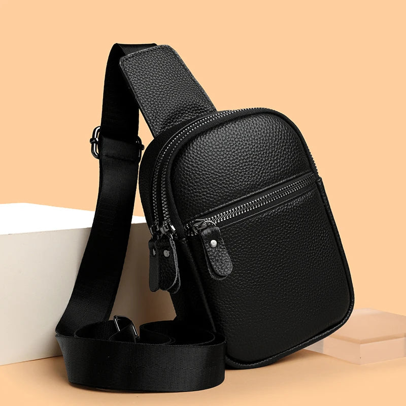 Luxury Genuine Leather Men's Chest Pack Shoulder Bags Fashion Messenger Sling bag Brand Travel Bags Crossbody Unisex Sac Wallet