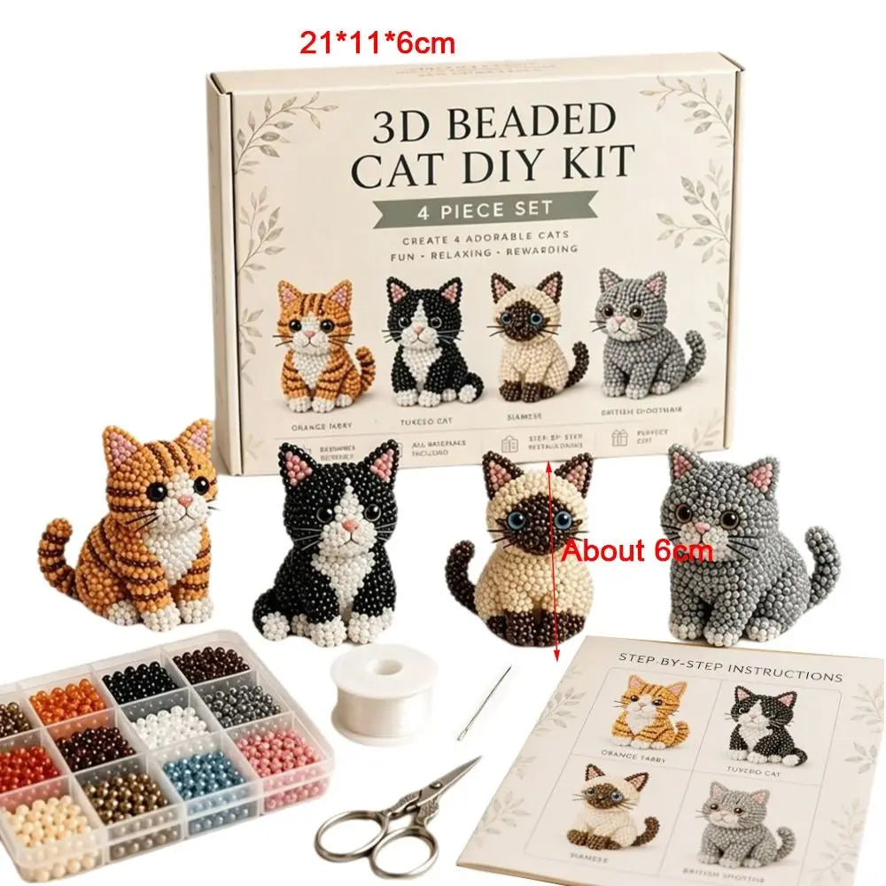 Tiny Beads 3D Beaded Animal Kit Cute Design Animal Shape Handmade Bead Art Kit Creative Craft DIY Bead Craft Kit